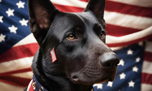 K9 Veterans day USA national flag