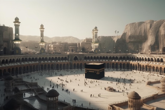 Kaaba at Makkah Hajj muslims saudi arabia generative ai