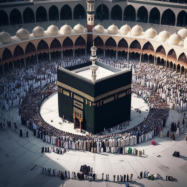 kaaba with hajj pilgrims