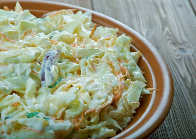 Kaalisalaatti - Finnish coleslaw. close up