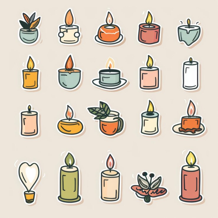 Foto kaars icoon paraffine decoratie doodle kaarslicht symbool geschetst ontspannen aroma kaars decoratie spa interieur