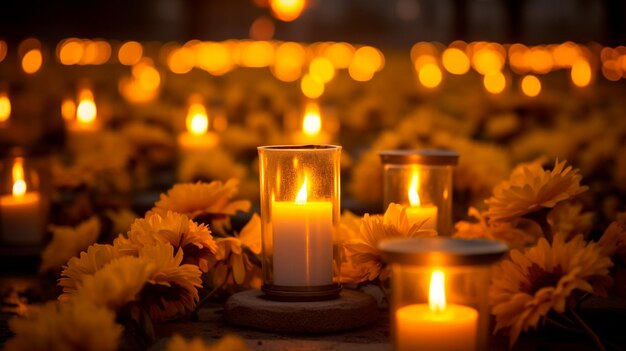 kaarsen met bloemen op een houten tafel