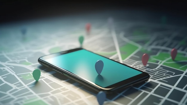 Kaart GPS-navigatie smartphone kaart app AI gegenereerd