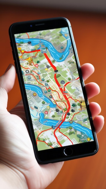 Kaart gps navigatie smartphone kaart app ai generatief