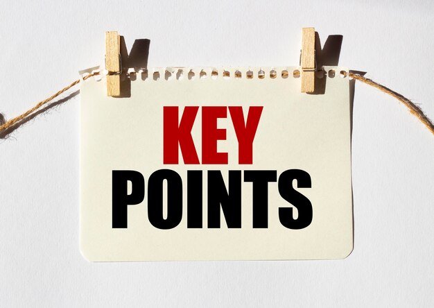 Kaart met tekst KEY POINTS Diagram en witte achtergrond