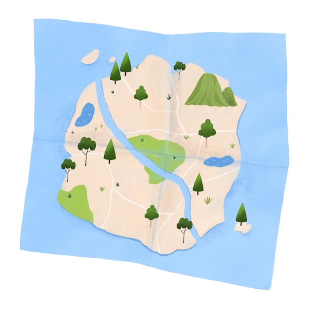 Kaart png sticker reis illustratie doorzichtige achtergrond