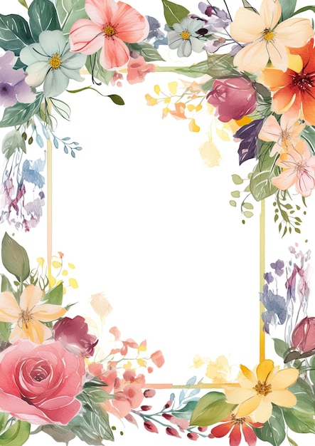Kaart rand vierkant frame met bloemen en bladeren