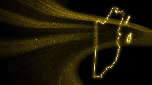 Kaart van Belize, gouden glitterkaart op donkere achtergrond