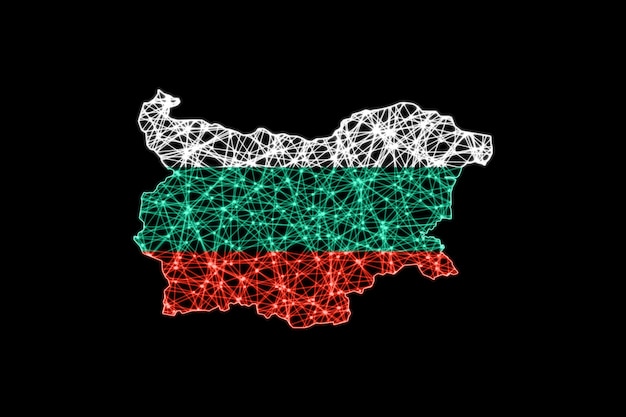 Kaart van Bulgarije, veelhoekige maaslijnkaart, vlagkaart