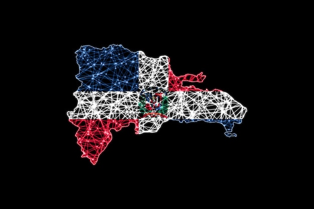 Kaart van de Dominicaanse Republiek, veelhoekige maaslijnkaart, vlagkaart