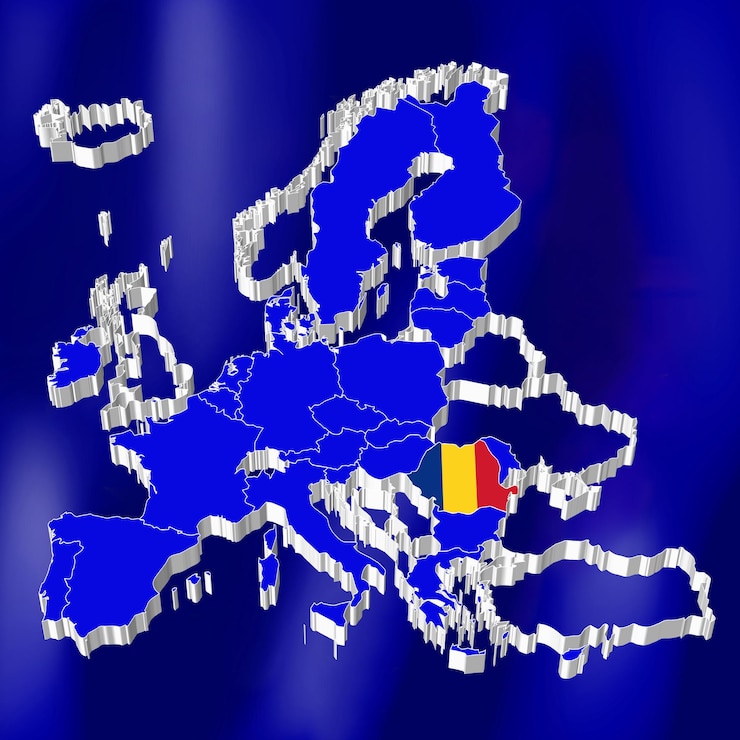 Foto kaart van de europese unie roemenië