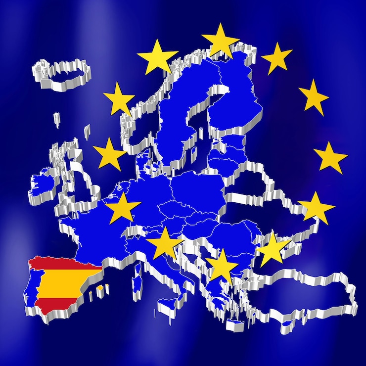 Foto kaart van de europese unie spanje