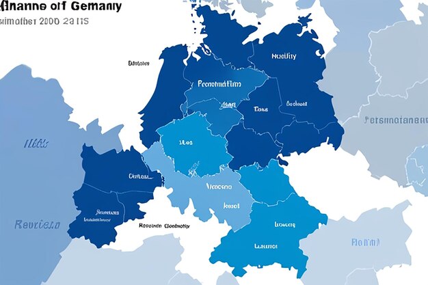 Kaart van Duitsland met de belangrijkste steden in blauw