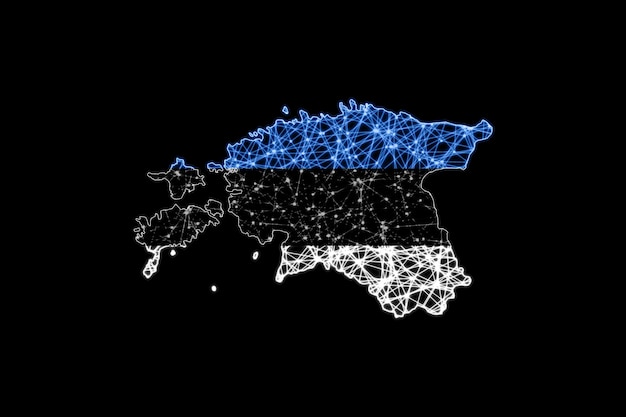 Kaart van Estland, veelhoekige maaslijnkaart, vlagkaart