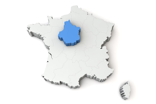 Kaart van frankrijk tonen centreval de loire regio d rendering