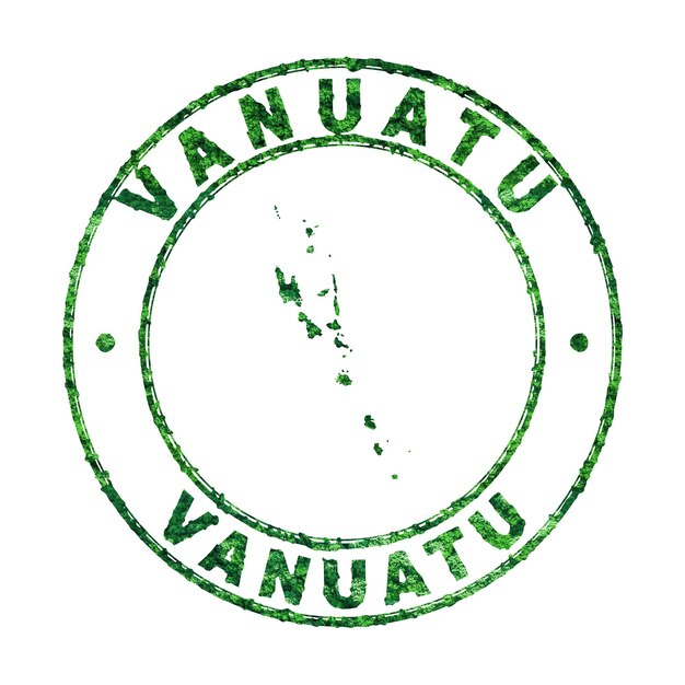 Kaart van Vanuatu Postzegel Duurzame ontwikkeling CO2-emissieconcept