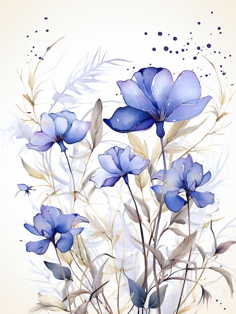 Kaartje met blauwe bloemen bloemillustratie voor de vakantie