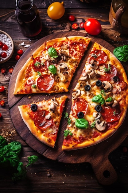 Kaas kopie maaltijd tomaten ruimte voedsel pizza achtergrond voedsel snel Italiaans zwart Generatieve AI