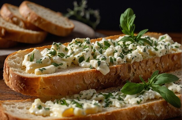 Kaas op baguette-snijden met kruiden