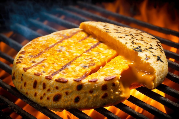 Kaas op de grill met prachtige goudbruine korst gemaakt met generatieve ai