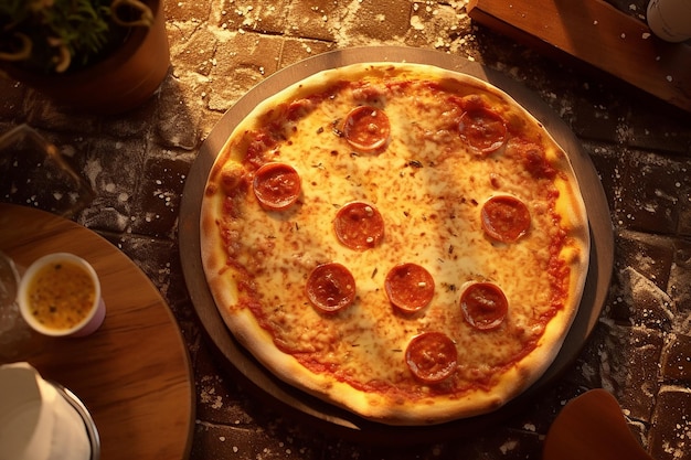 kaas pizza zelfgemaakte italiaanse pizza bovenaanzicht
