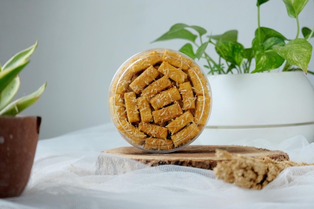 Kaasstengels or cheese snack sticks in the jar