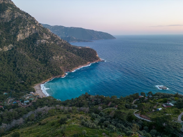 Kabak Bay Drone Photo Aegean Sea Fethiye Mugla Turkey