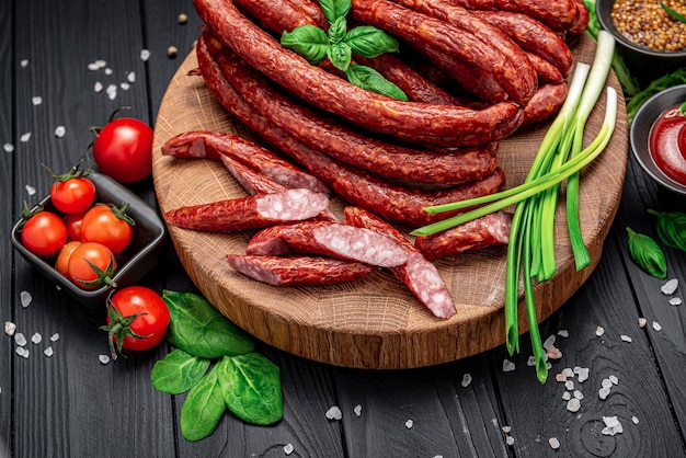 Kabanosy polish sausages made of pork