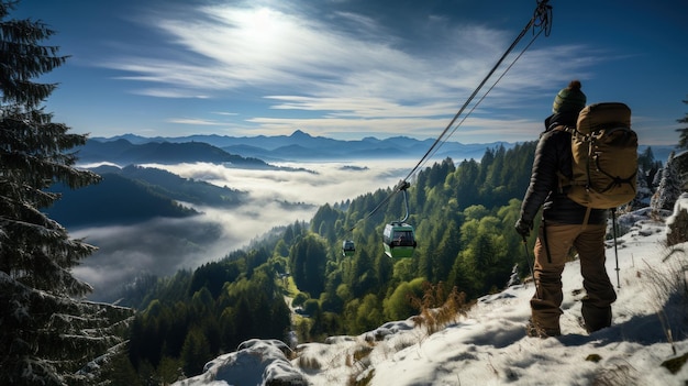 Kabelbaan in de Dolomieten in de winter Italië