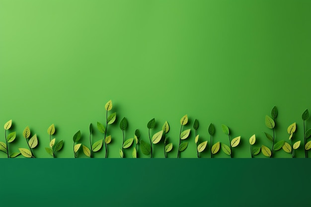 Kader van plasticine of papier groene bladeren en takken Aardedag Groene planeet