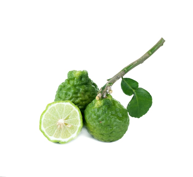 Kaffir Lime fruits isolated on white