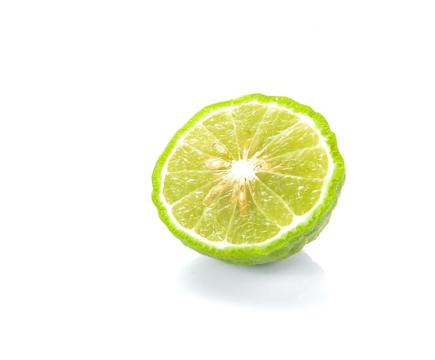 Kaffir lime on white 