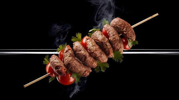 Photo kafta skewer isolated on black