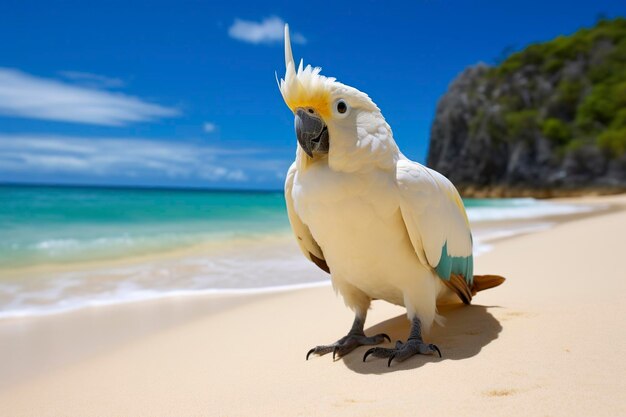 Foto kakadu op het strand.