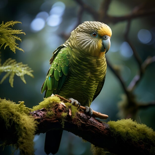 Kakapo vogel op een boomGenerative ai beeld