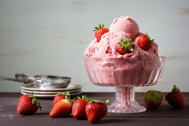 Photo kakigori strawberry ice cream