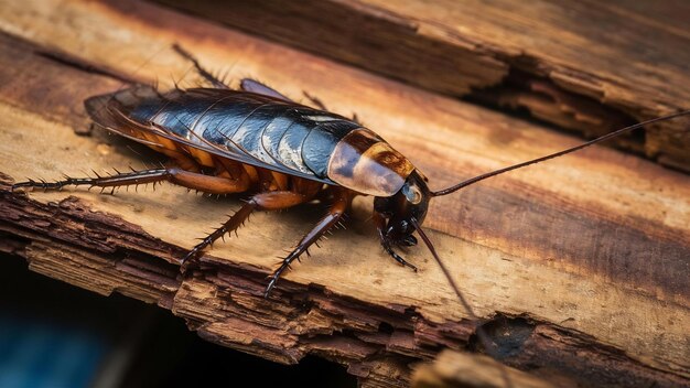 Kakkerlak op hout.
