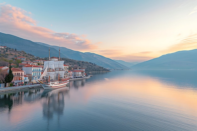 Photo kalamaria town lake in krikissos