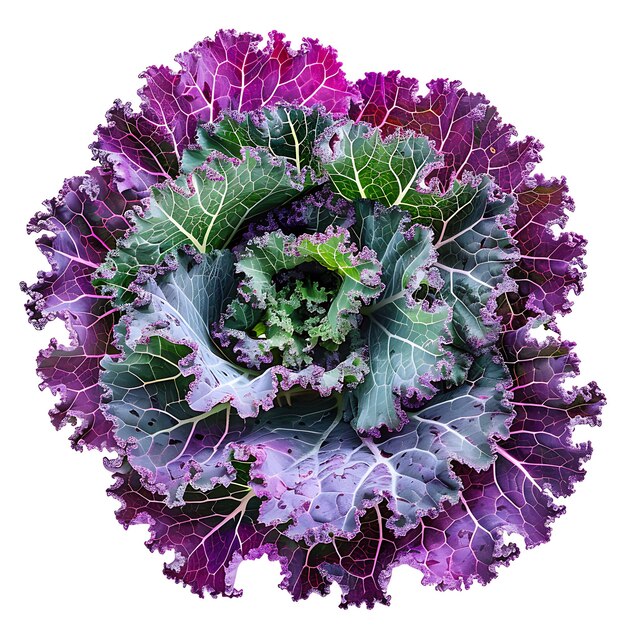 Kale Cruciferous Vegetable Ruffled Leaves Characterized by I Isolated on White BG Clean Blank Shoot