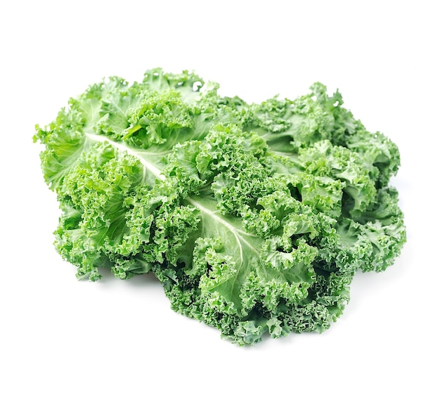 Kale lascia insalata isolata su bianco