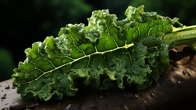 Foto le gocce d'acqua di cavolo vegetale sulle foglie