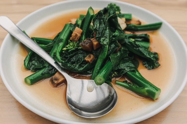 Kale with Oyster Sauce stirfried asian dish