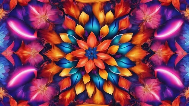 Kaleidoscope of color with beautiful seamless pattern