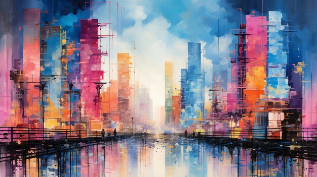 A kaleidoscope of colors converges into an abstract cityscape symbolizing the fusion of technology