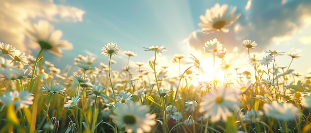 kaleidoscope of daisies reaching towards the sky