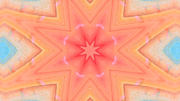 Kaleidoscope effect background with gradations of red orange and yellow with tropical nuances