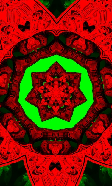 Фото Калейдоскоп в рождественских цветах красного и зеленого. счастливого рождества 2022 года. вертикальное изображение.