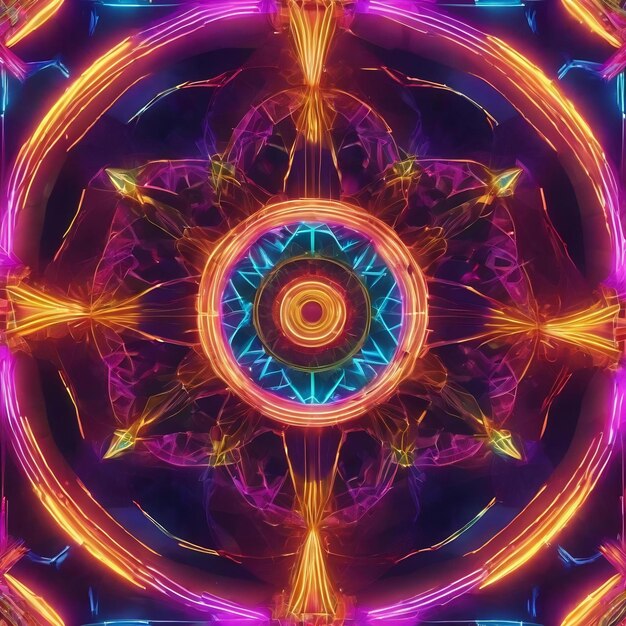 Kaleidoscope of luminous neon lines