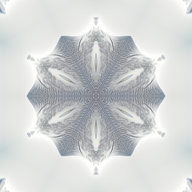 A kaleidoscope of snow and ice is displayed in a mirror image.