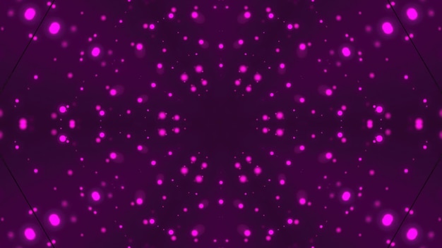 Kaleidoscope with violet flickering bright particles modern computer generated background 3D rendering
